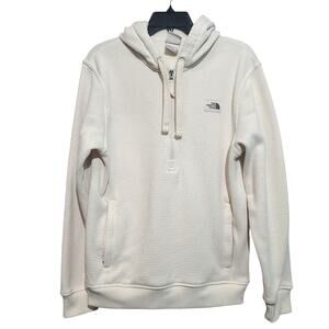 North Face Curran Trail Waffle 1/4-Zip Hoodie Medium Cream GUC Heavyweight